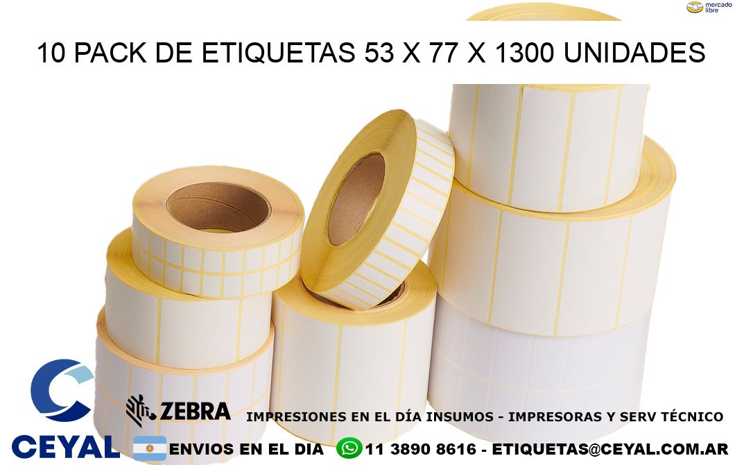 10 PACK DE ETIQUETAS 53 x 77 X 1300 UNIDADES