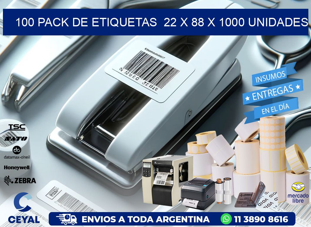 100 PACK DE ETIQUETAS  22 x 88 X 1000 UNIDADES