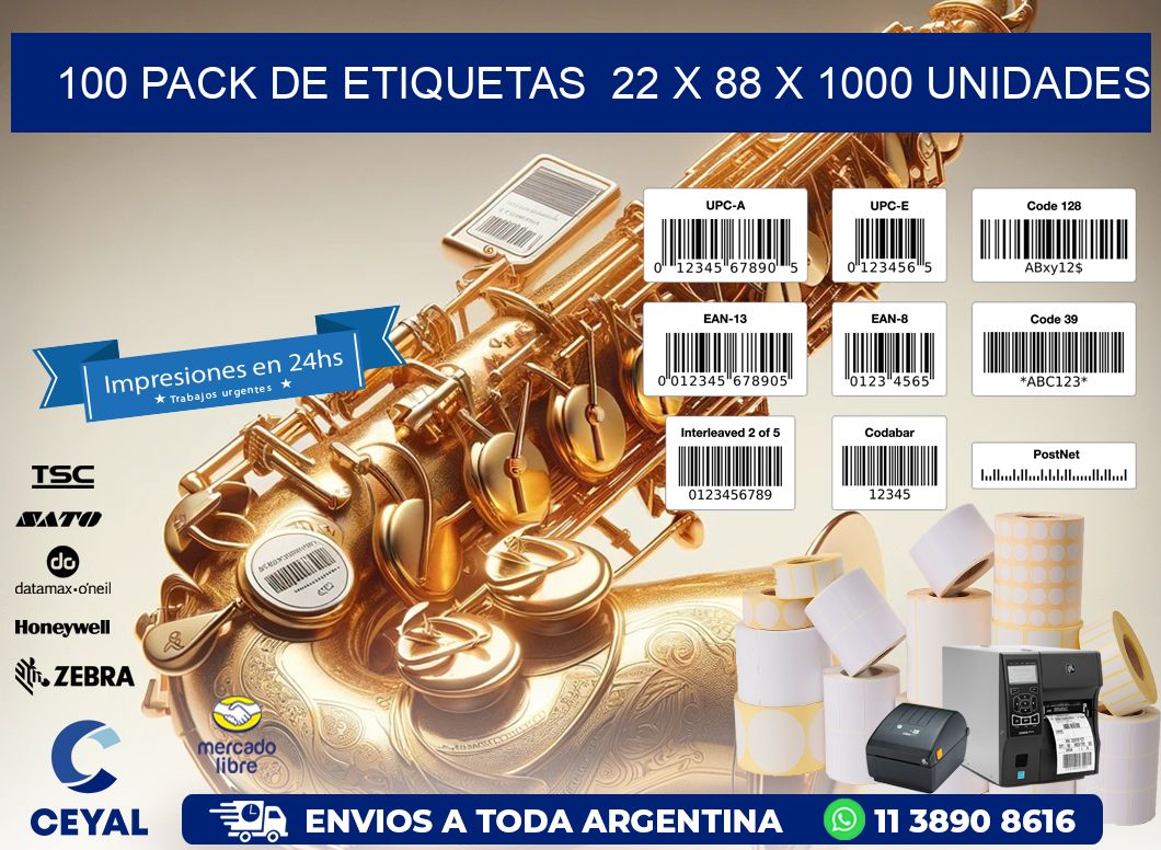 100 PACK DE ETIQUETAS  22 x 88 X 1000 UNIDADES