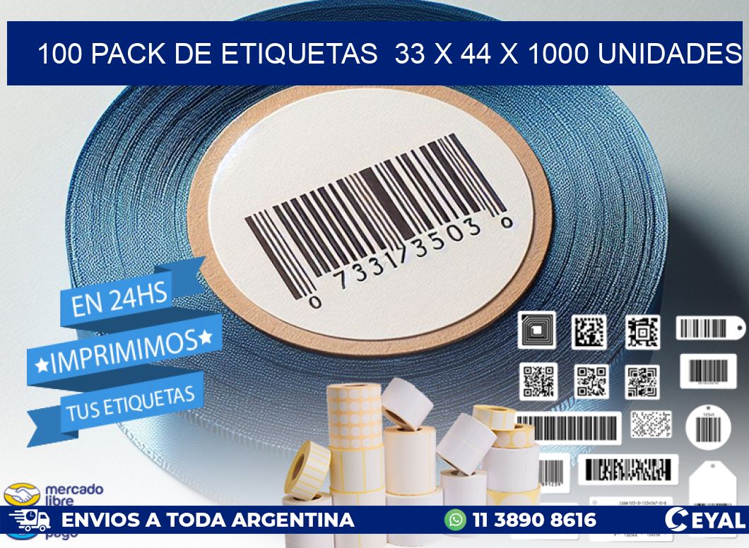 100 PACK DE ETIQUETAS  33 x 44 X 1000 UNIDADES