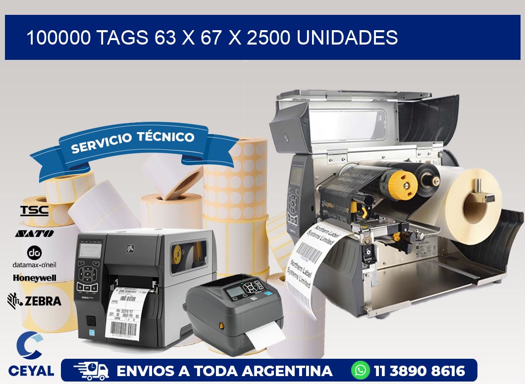 100000 TAGS 63 x 67 X 2500 UNIDADES