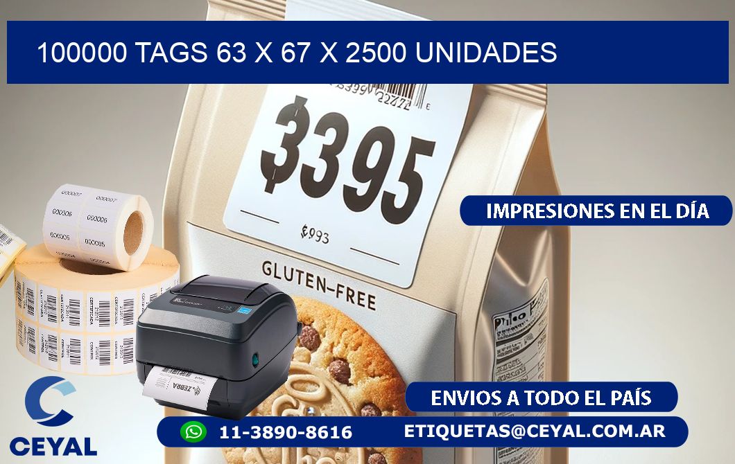 100000 TAGS 63 x 67 X 2500 UNIDADES