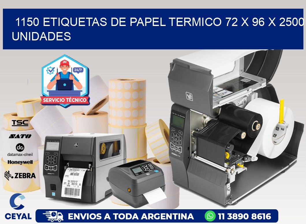 1150 ETIQUETAS DE PAPEL TERMICO 72 x 96 X 2500 UNIDADES