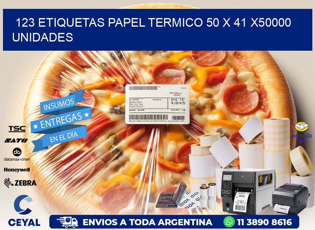 123 ETIQUETAS PAPEL TERMICO 50 x 41 X50000 UNIDADES