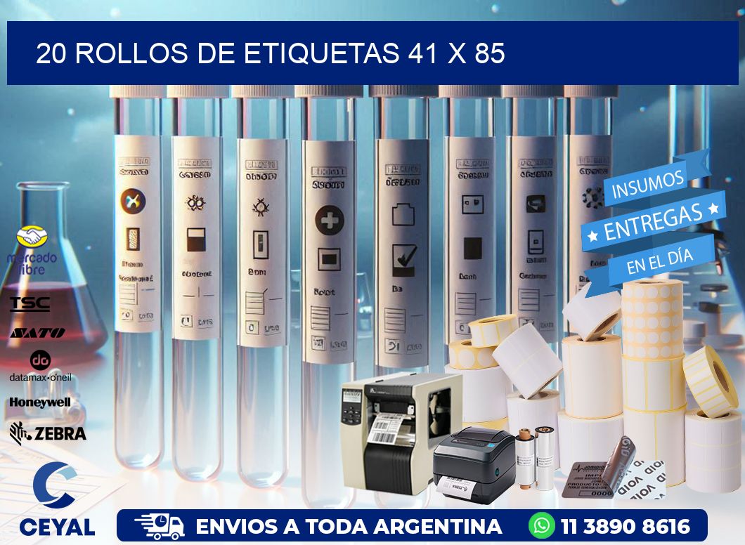 20 ROLLOS DE ETIQUETAS 41 x 85