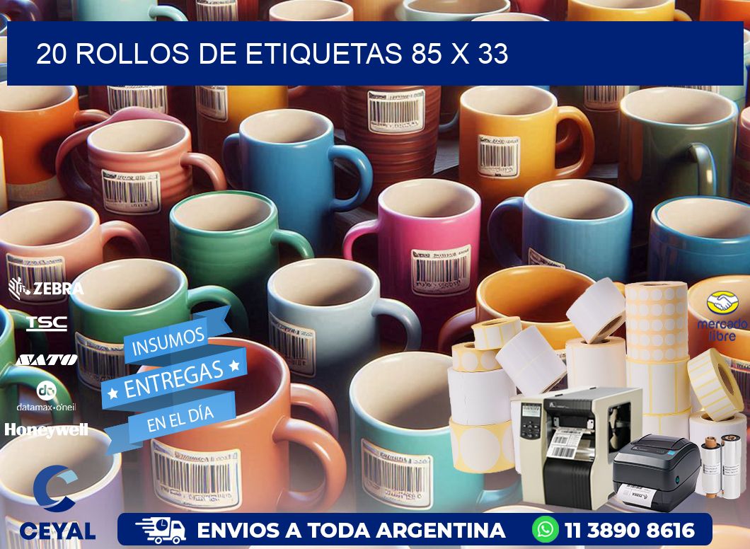 20 ROLLOS DE ETIQUETAS 85 x 33