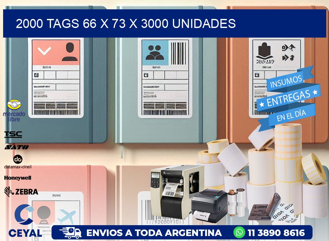 2000 TAGS 66 x 73 X 3000 UNIDADES