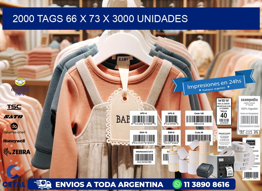 2000 TAGS 66 x 73 X 3000 UNIDADES