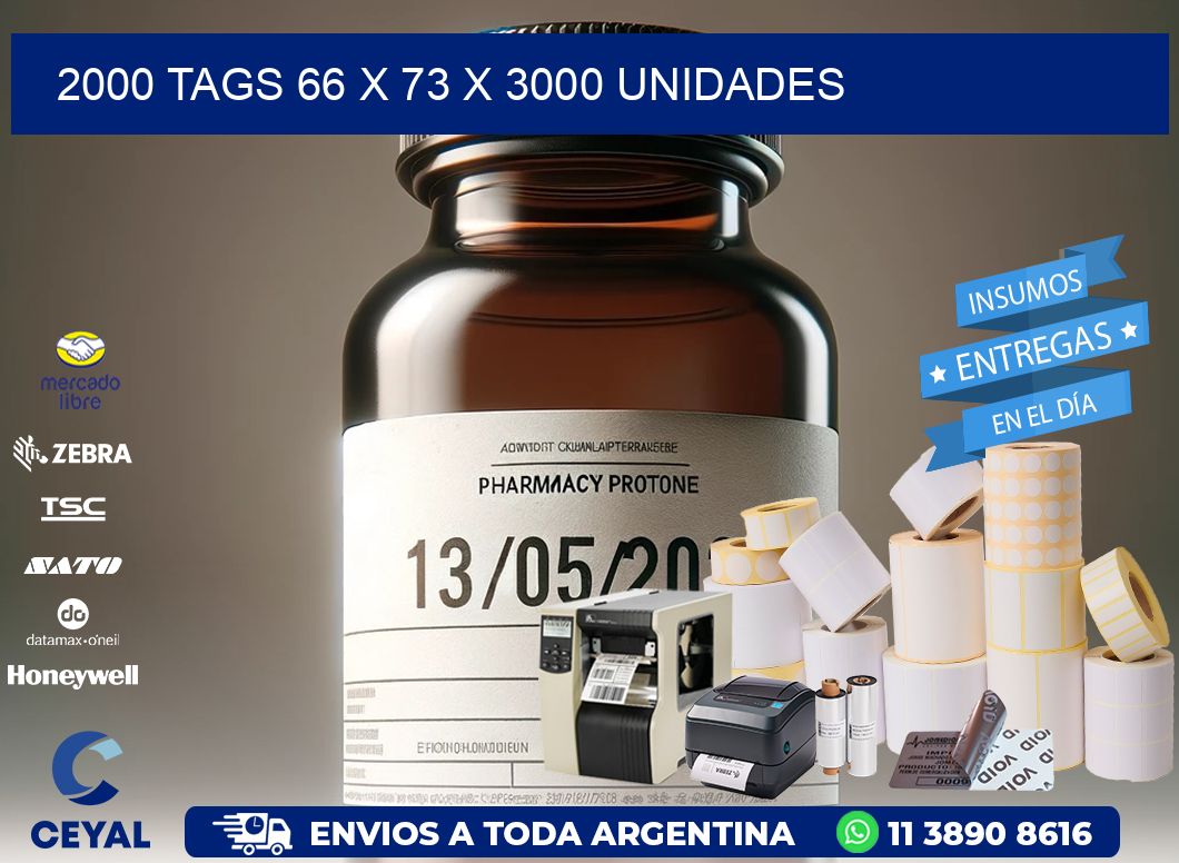 2000 TAGS 66 x 73 X 3000 UNIDADES