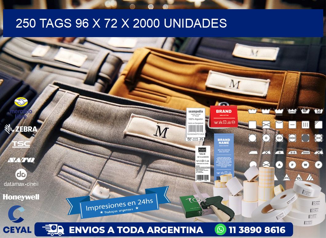 250 TAGS 96 x 72 X 2000 UNIDADES