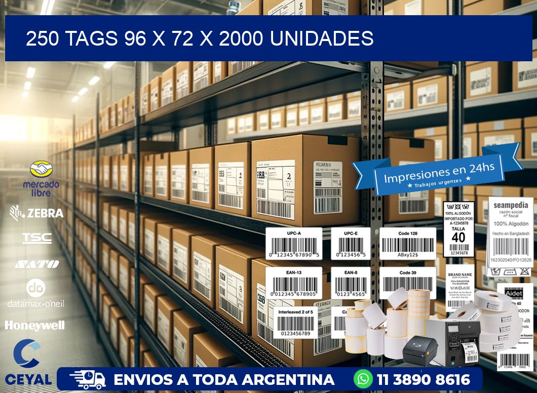 250 TAGS 96 x 72 X 2000 UNIDADES