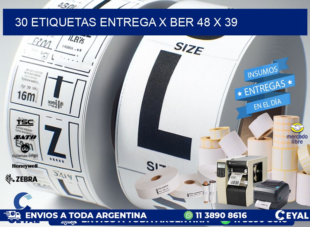 30 ETIQUETAS ENTREGA X BER 48 x 39