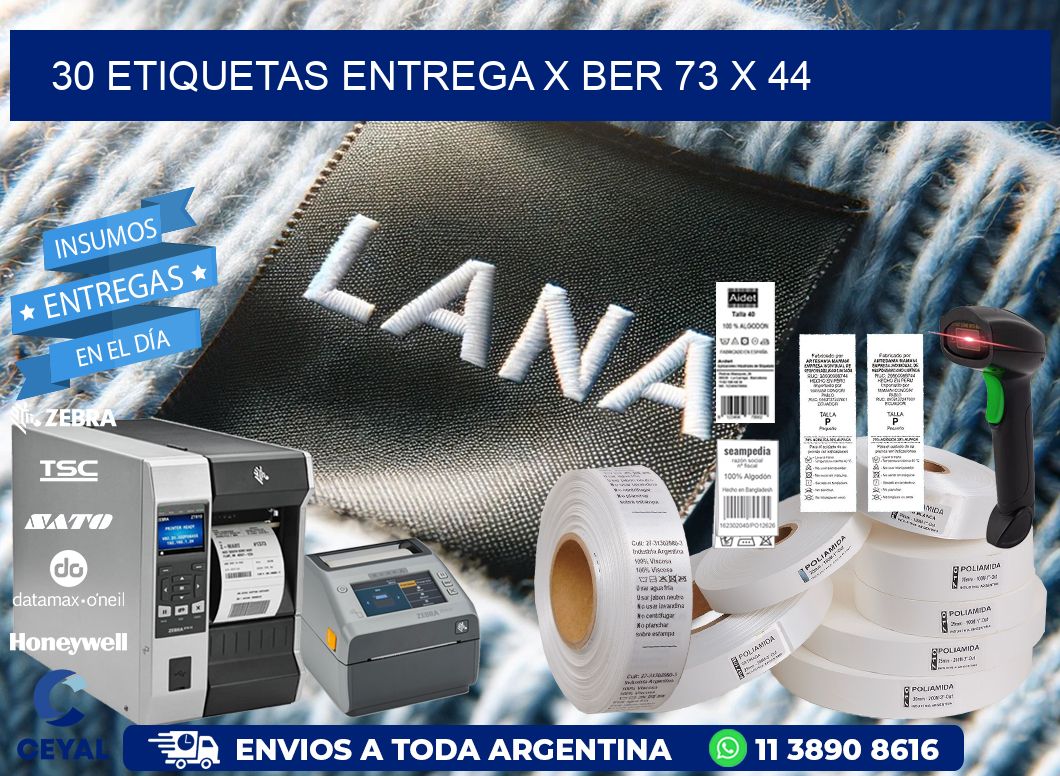 30 ETIQUETAS ENTREGA X BER 73 x 44