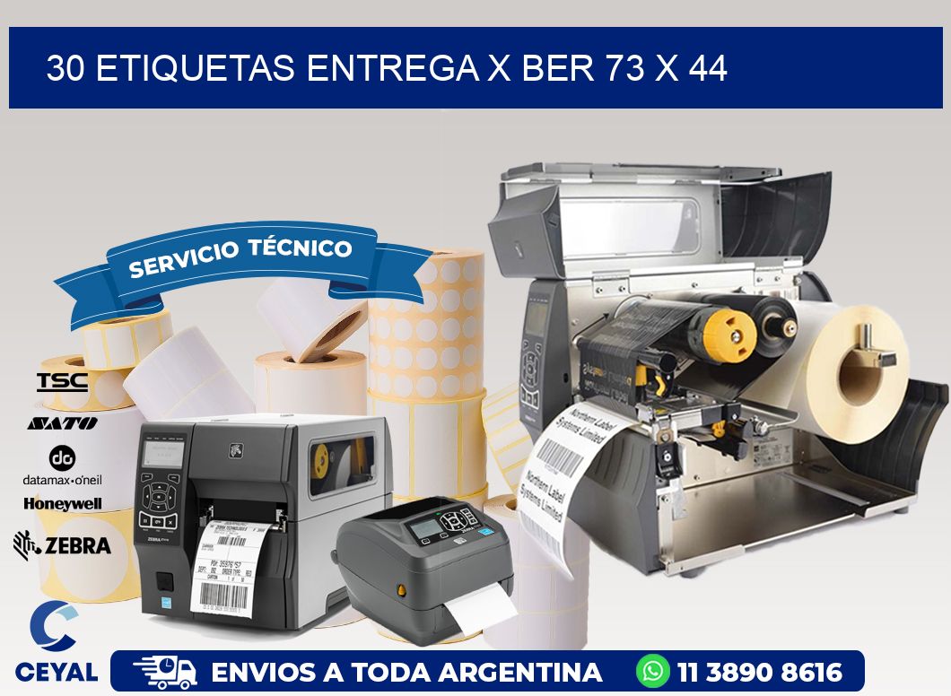 30 ETIQUETAS ENTREGA X BER 73 x 44