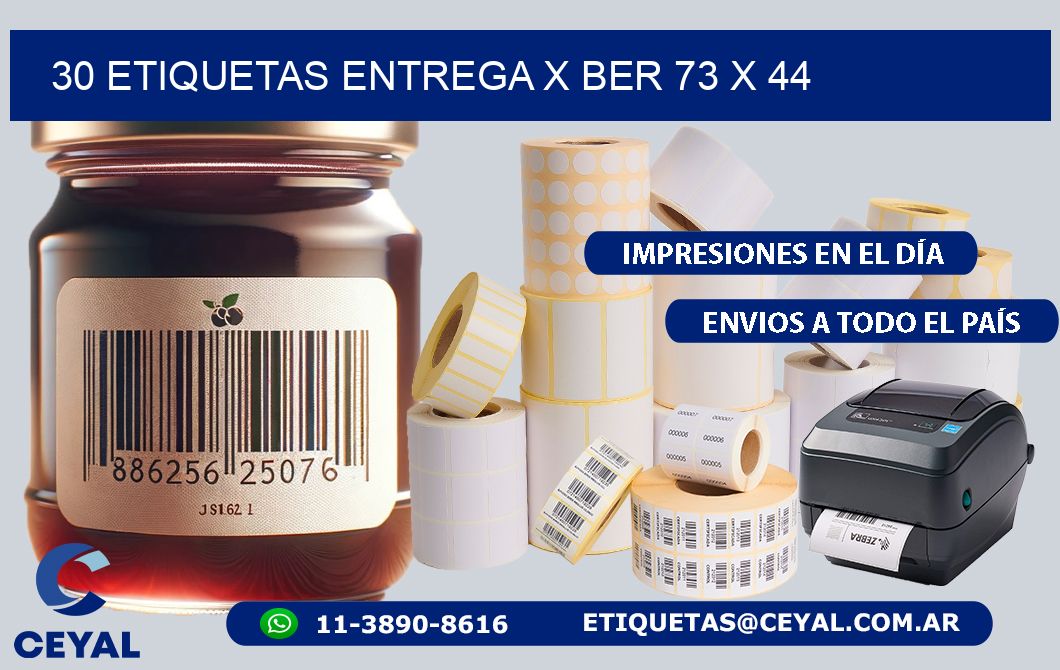 30 ETIQUETAS ENTREGA X BER 73 x 44