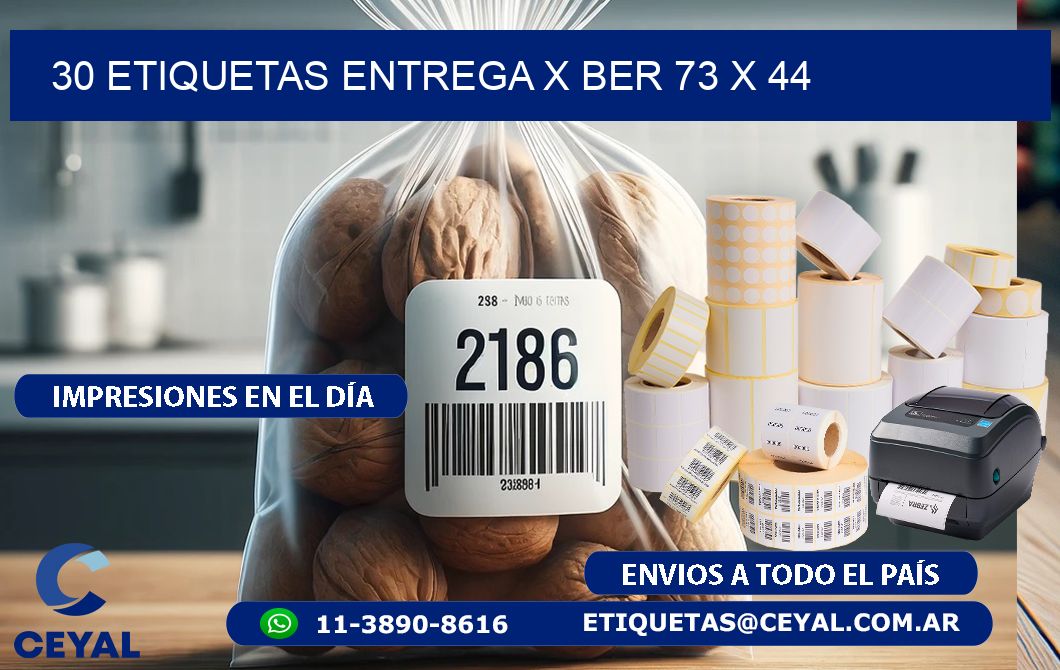 30 ETIQUETAS ENTREGA X BER 73 x 44