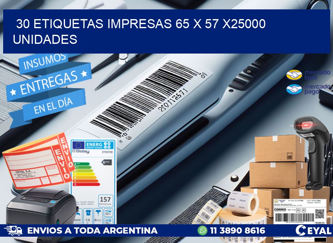 30 ETIQUETAS IMPRESAS 65 x 57 X25000 UNIDADES