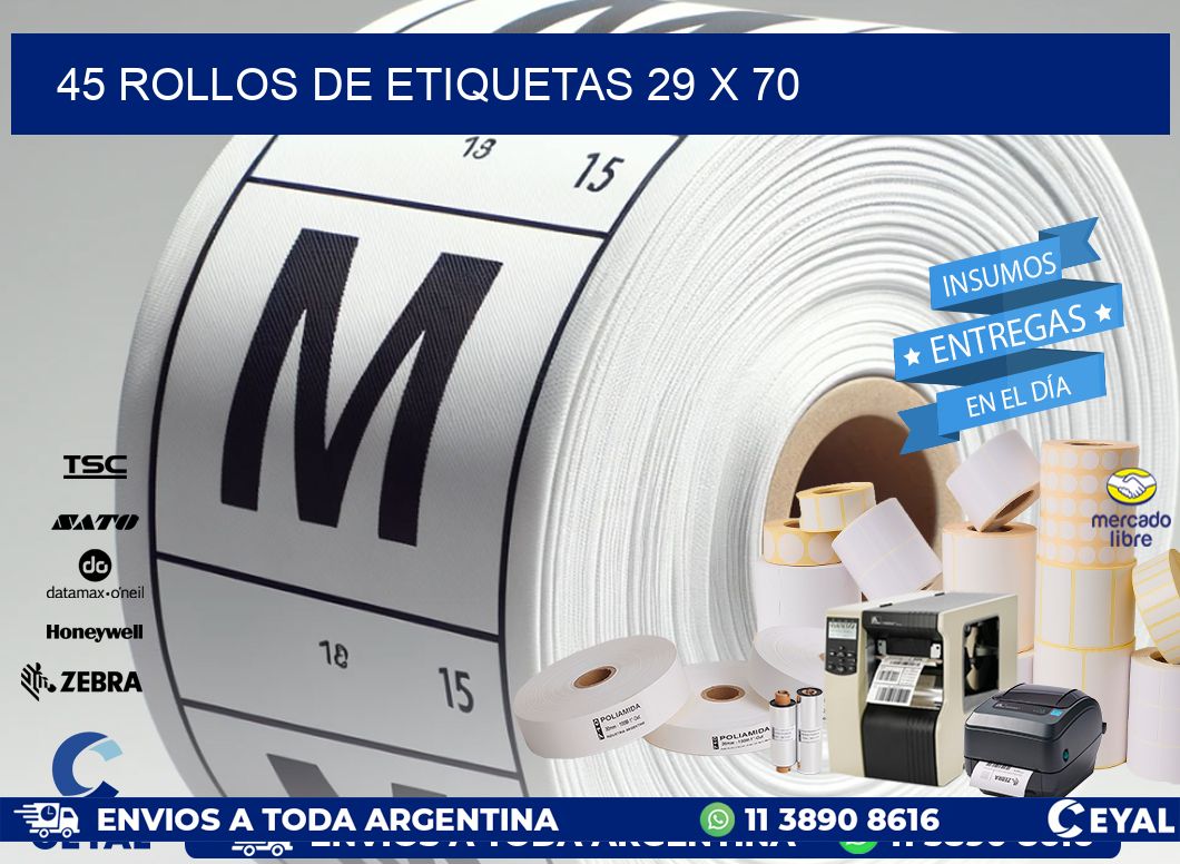 45 ROLLOS DE ETIQUETAS 29 x 70