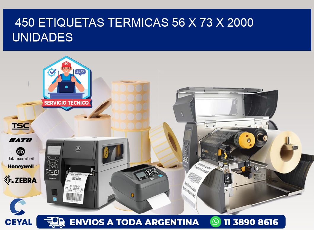 450 ETIQUETAS TERMICAS 56 x 73 X 2000 UNIDADES