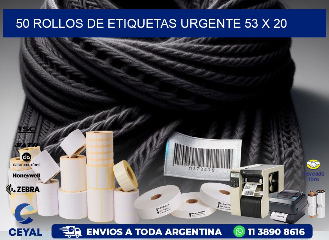 50 ROLLOS DE ETIQUETAS URGENTE 53 x 20