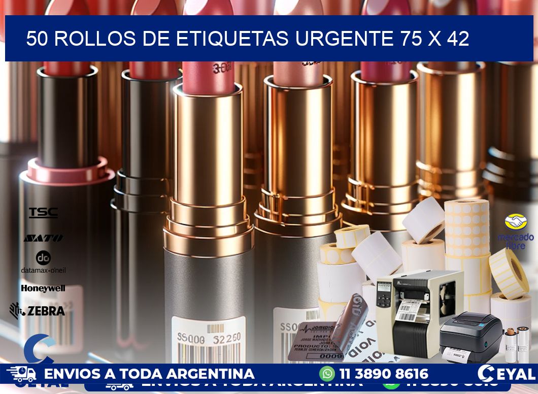 50 ROLLOS DE ETIQUETAS URGENTE 75 x 42