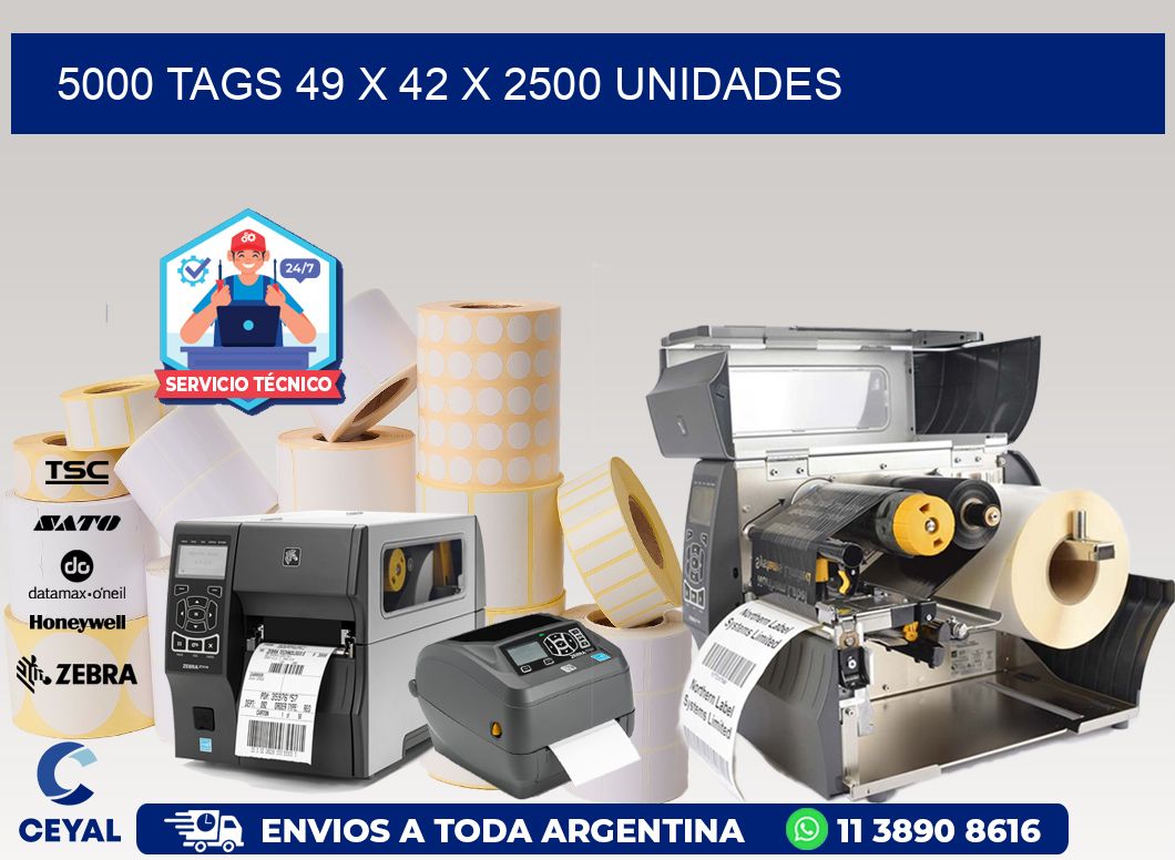 5000 TAGS 49 x 42 X 2500 UNIDADES