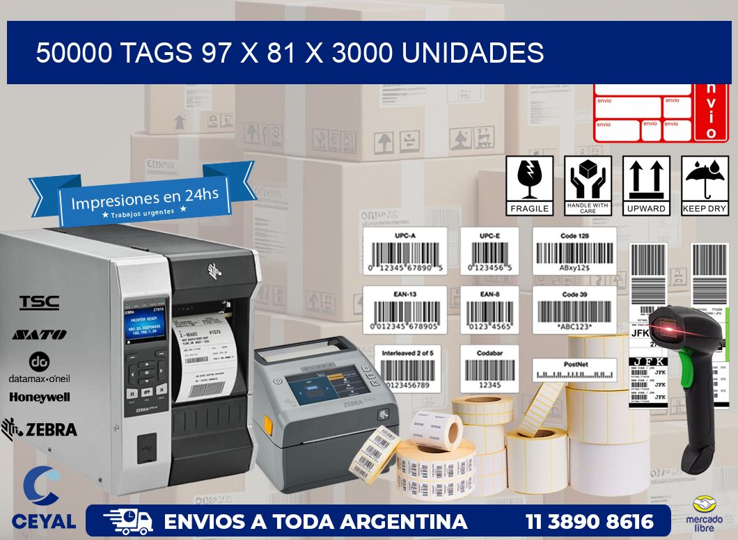 50000 TAGS 97 x 81 X 3000 UNIDADES