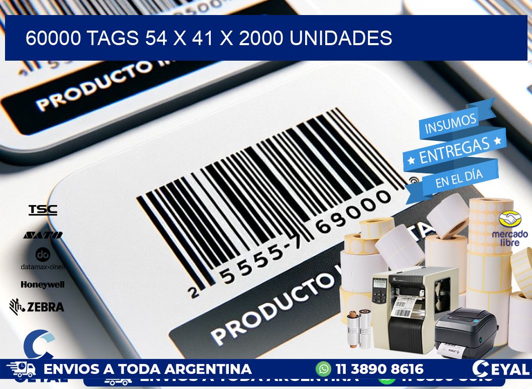 60000 TAGS 54 x 41 X 2000 UNIDADES