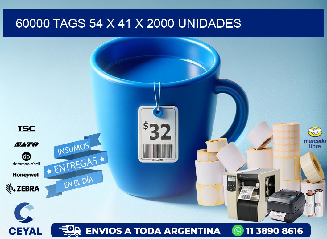 60000 TAGS 54 x 41 X 2000 UNIDADES