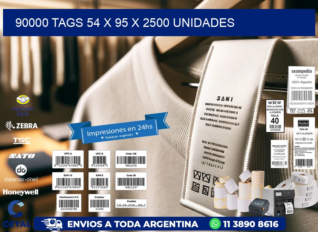 90000 TAGS 54 x 95 X 2500 UNIDADES