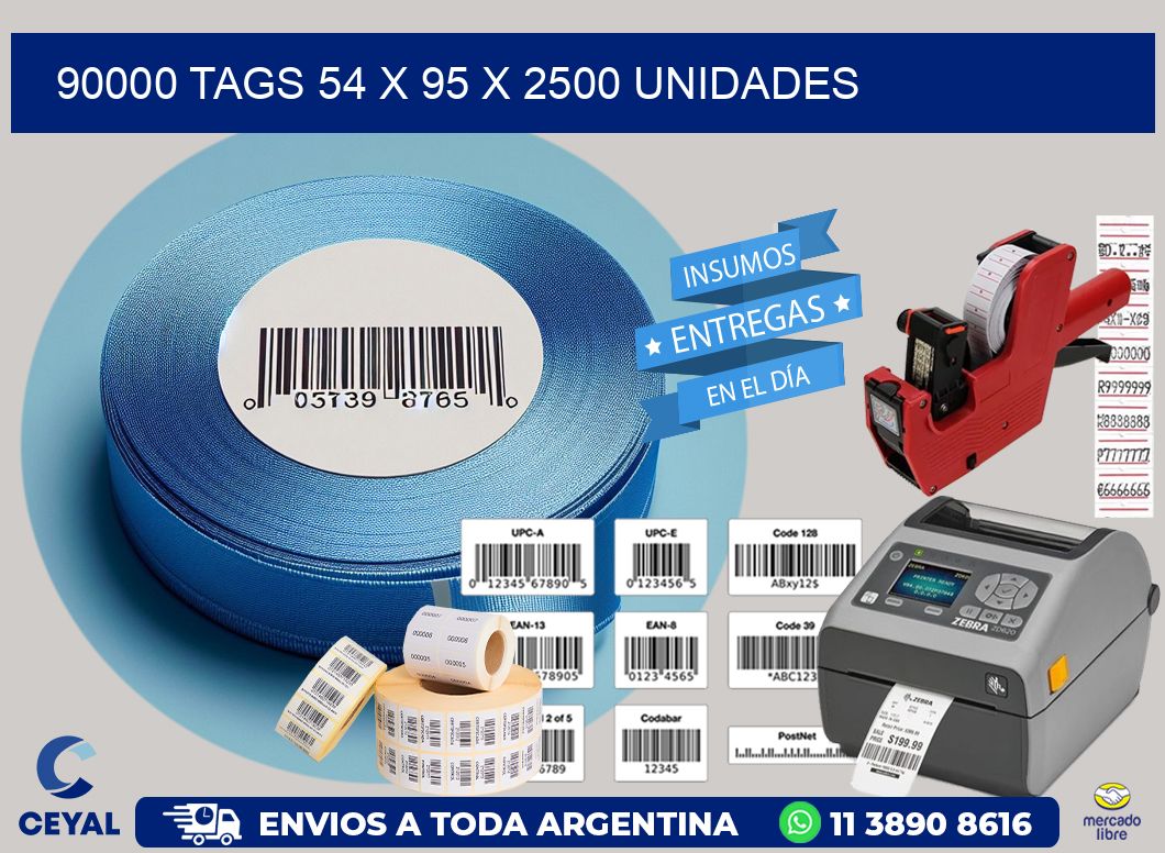 90000 TAGS 54 x 95 X 2500 UNIDADES