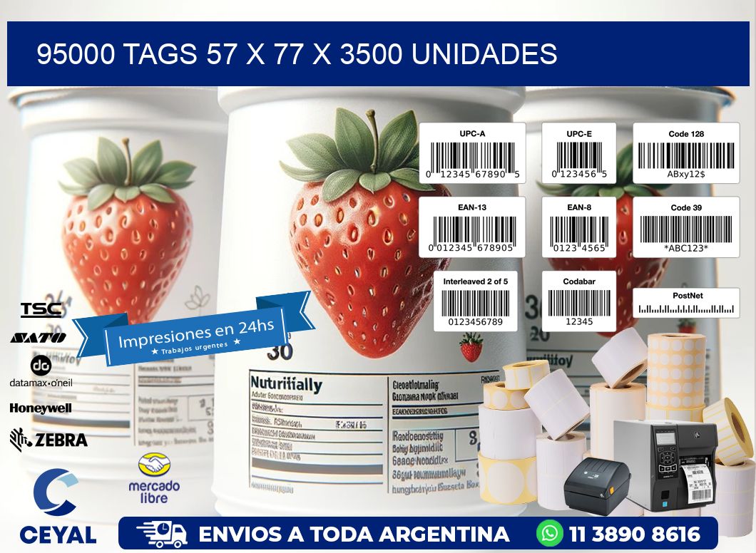 95000 TAGS 57 x 77 X 3500 UNIDADES