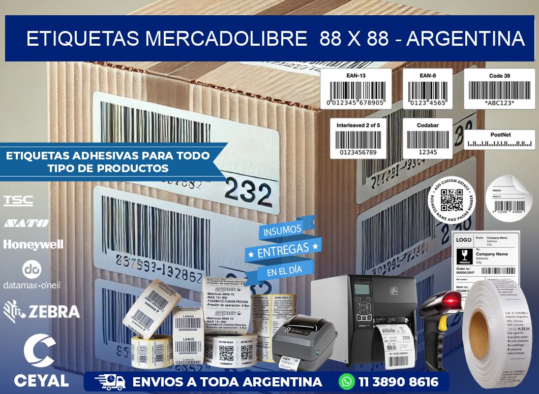 ETIQUETAS MERCADOLIBRE  88 x 88 - ARGENTINA