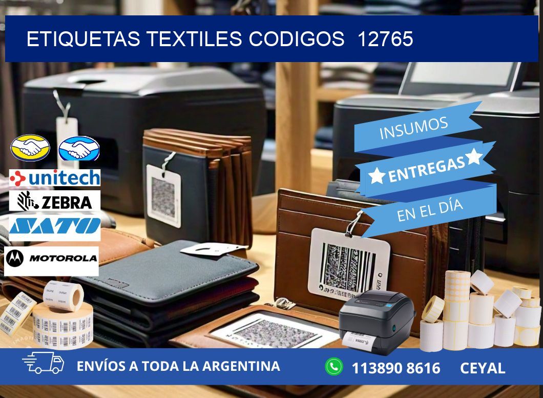 ETIQUETAS TEXTILES CODIGOS  12765