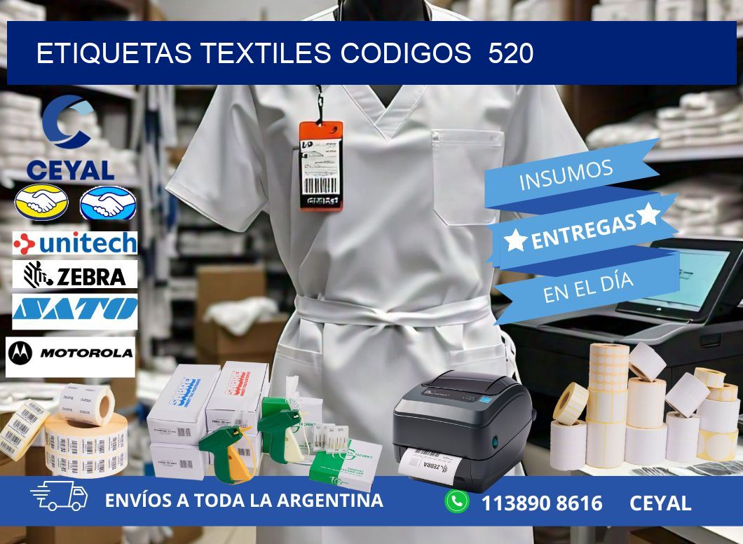 ETIQUETAS TEXTILES CODIGOS  520