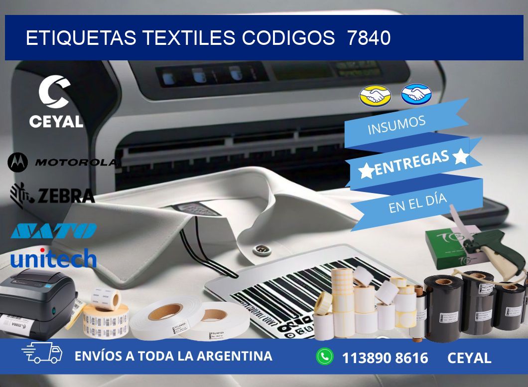 ETIQUETAS TEXTILES CODIGOS  7840