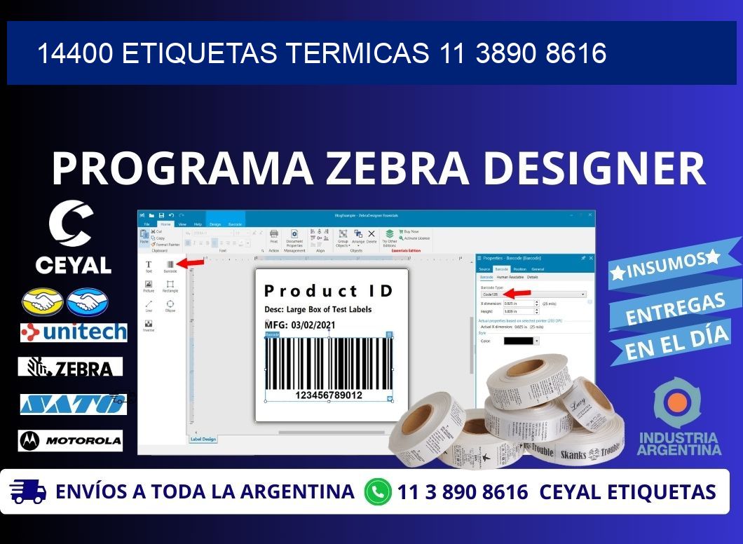 14400 ETIQUETAS TERMICAS 11 3890 8616