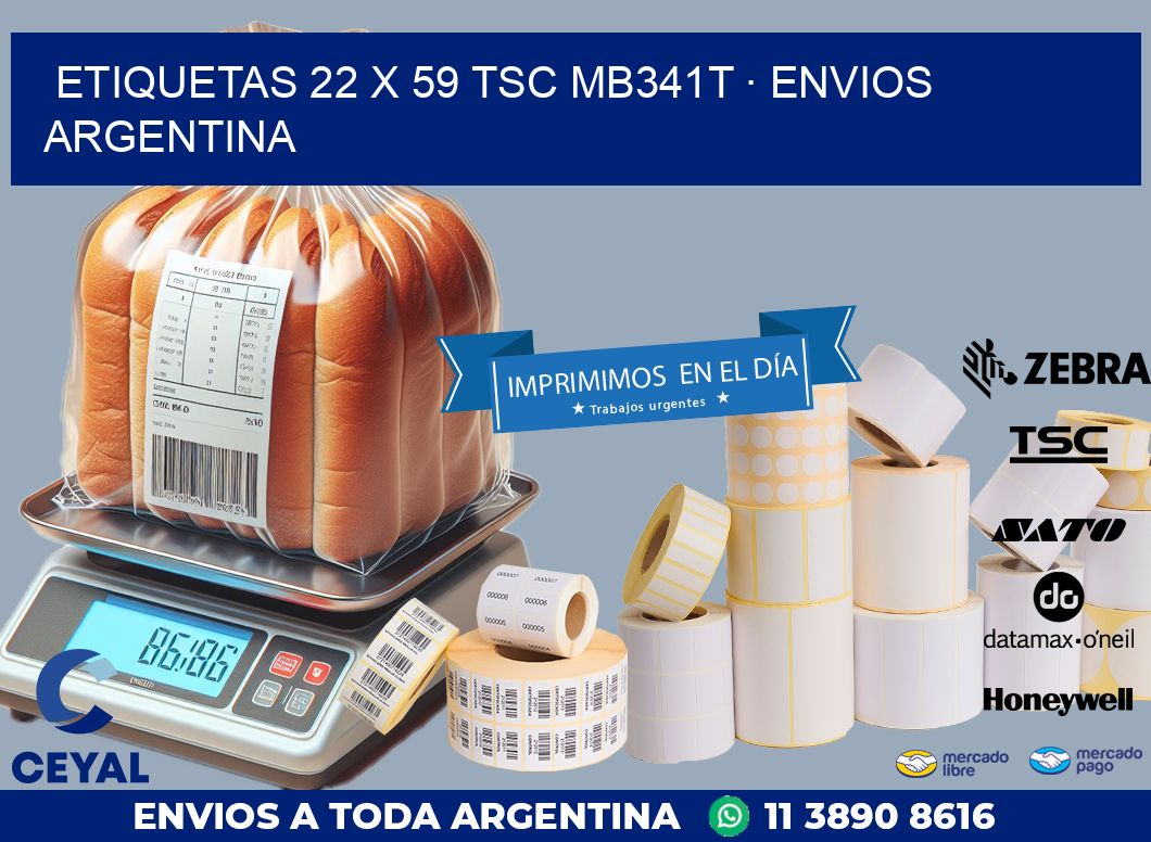 ETIQUETAS 22 x 59 TSC MB341T · ENVIOS ARGENTINA