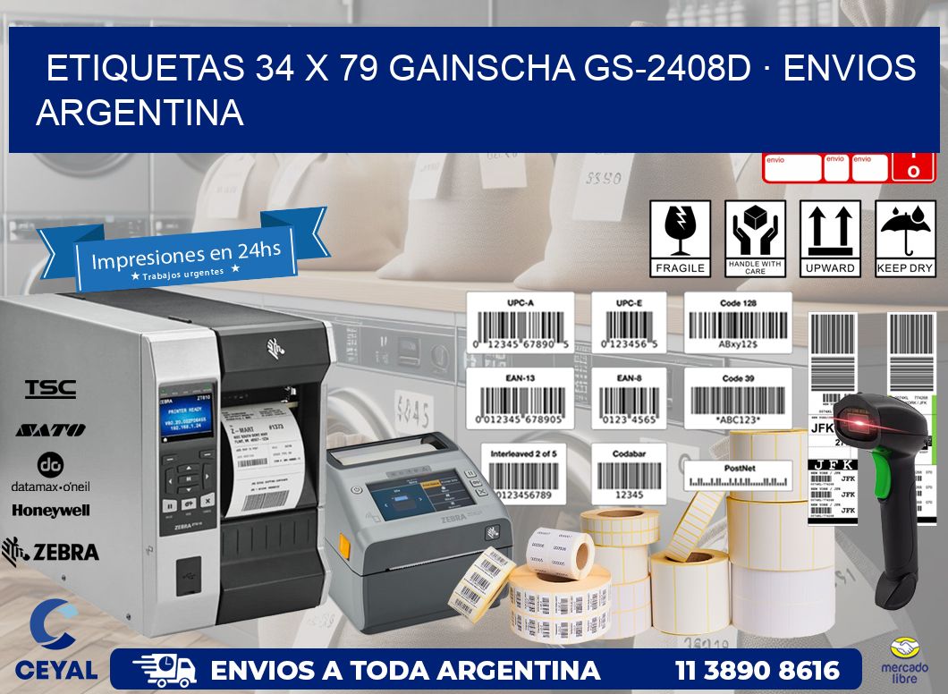 ETIQUETAS 34 x 79 GAINSCHA GS-2408D · ENVIOS ARGENTINA