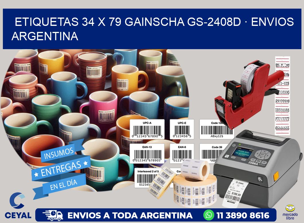 ETIQUETAS 34 x 79 GAINSCHA GS-2408D · ENVIOS ARGENTINA