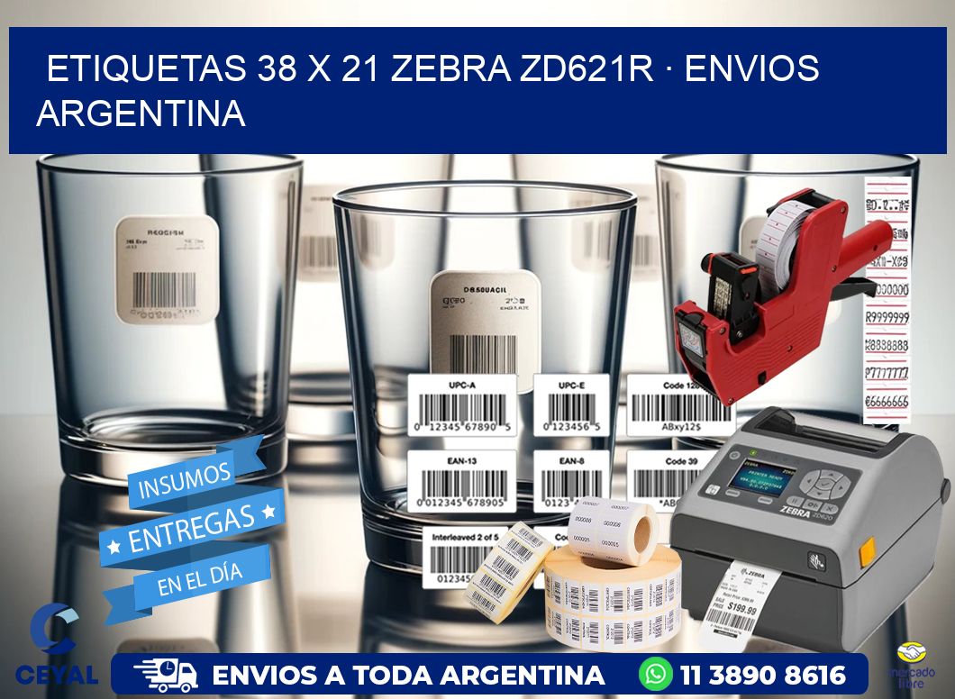 ETIQUETAS 38 x 21 ZEBRA ZD621R · ENVIOS ARGENTINA