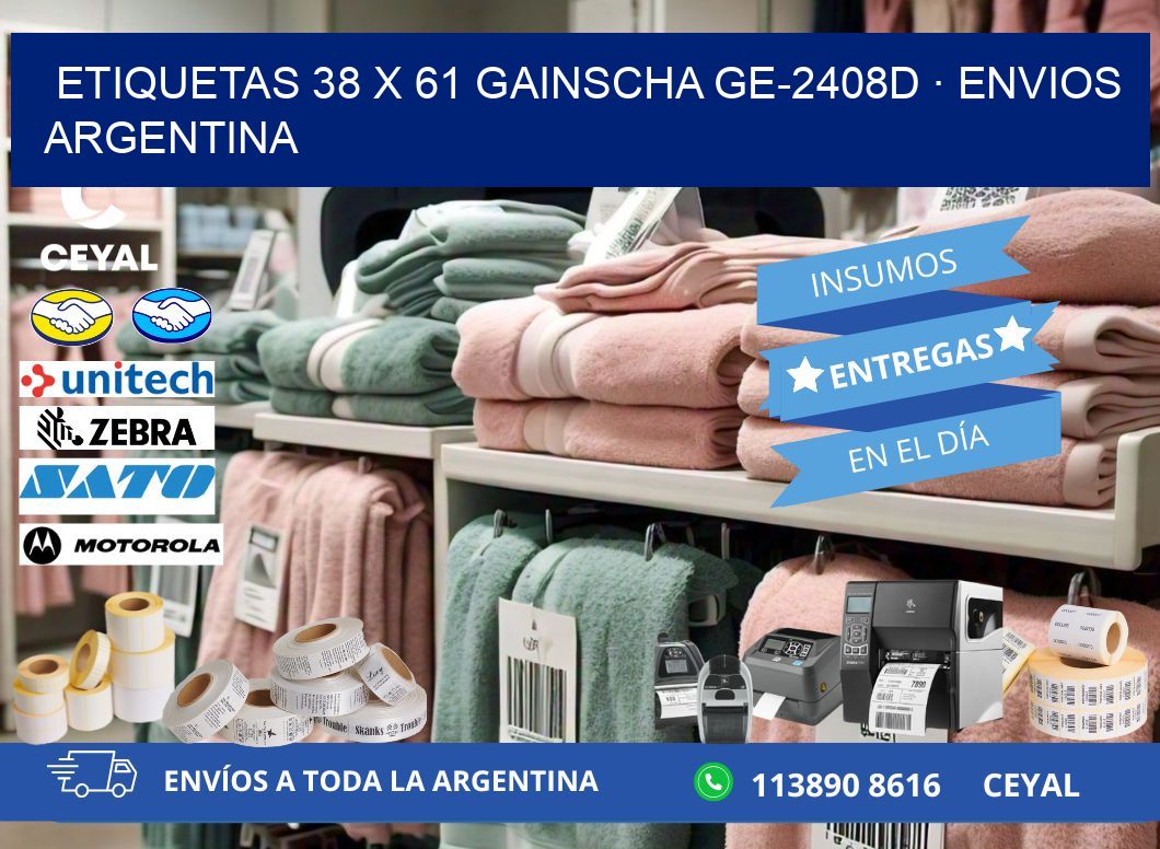 ETIQUETAS 38 x 61 GAINSCHA GE-2408D · ENVIOS ARGENTINA