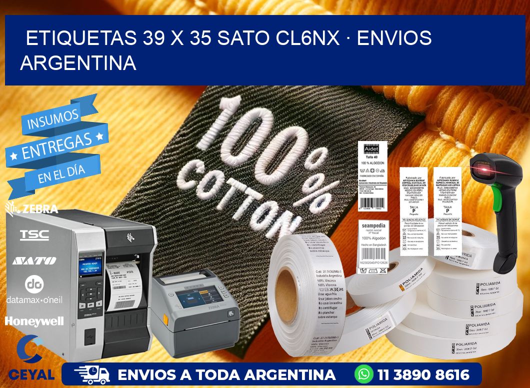 ETIQUETAS 39 x 35 SATO CL6NX · ENVIOS ARGENTINA