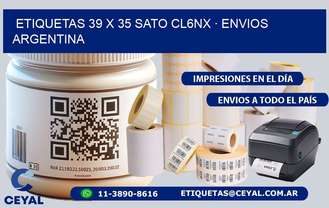 ETIQUETAS 39 x 35 SATO CL6NX · ENVIOS ARGENTINA