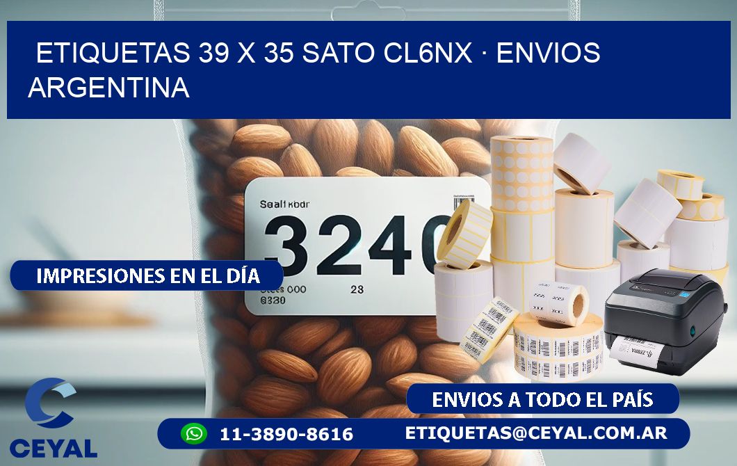 ETIQUETAS 39 x 35 SATO CL6NX · ENVIOS ARGENTINA