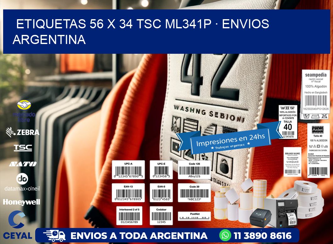 ETIQUETAS 56 x 34 TSC ML341P · ENVIOS ARGENTINA