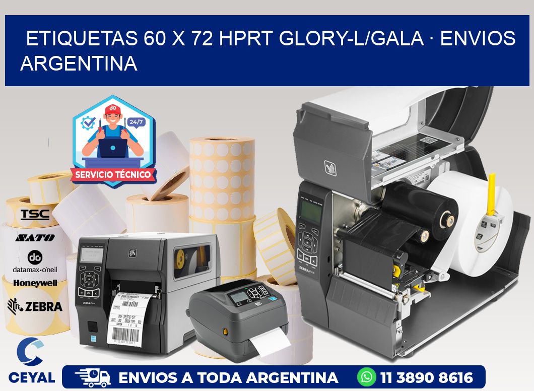 ETIQUETAS 60 x 72 HPRT GLORY-L/GALA · ENVIOS ARGENTINA