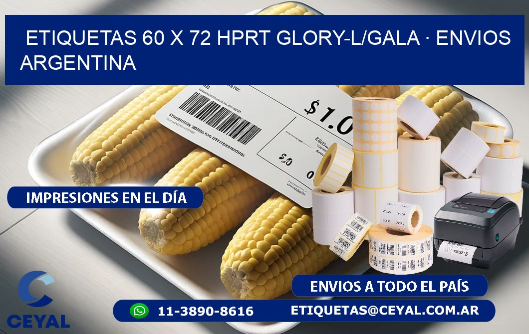 ETIQUETAS 60 x 72 HPRT GLORY-L/GALA · ENVIOS ARGENTINA