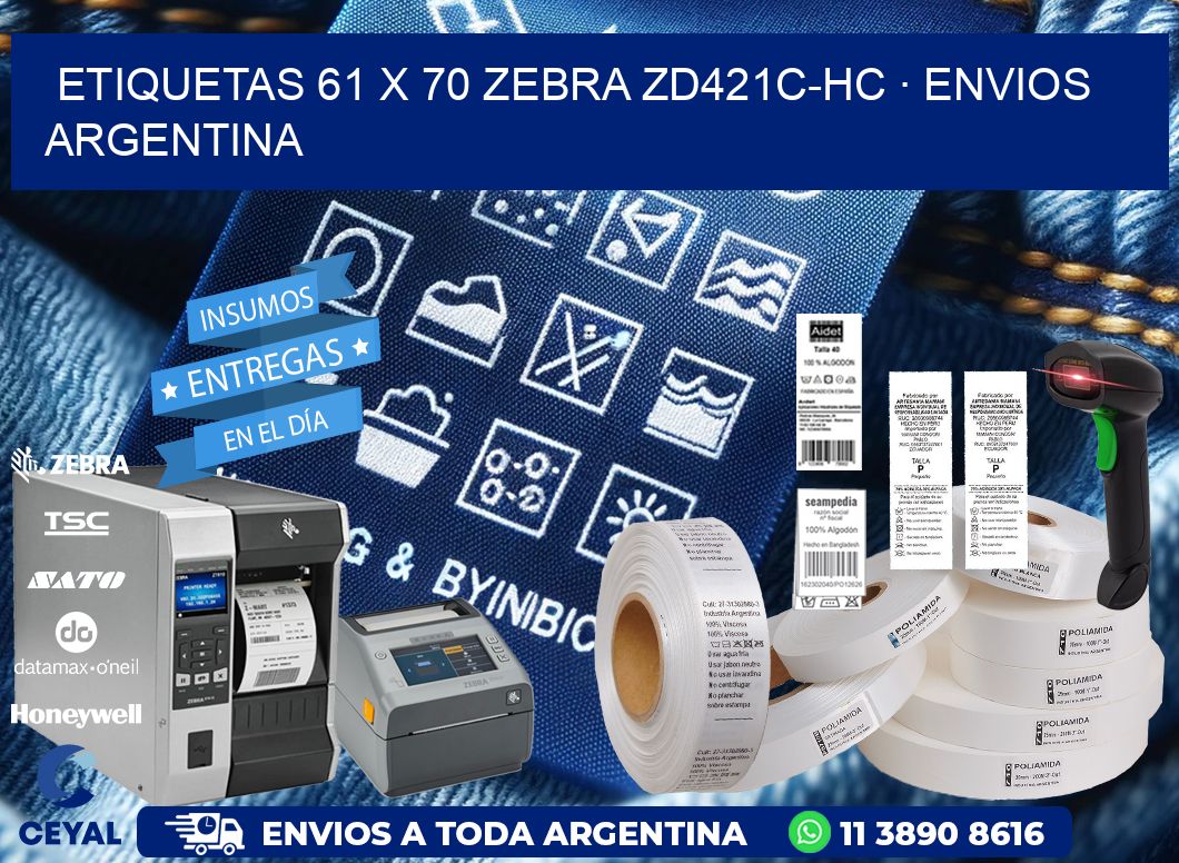 ETIQUETAS 61 x 70 ZEBRA ZD421C-HC · ENVIOS ARGENTINA