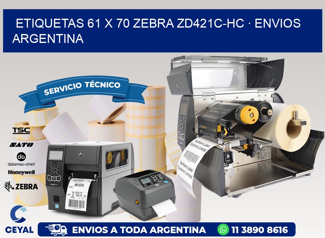 ETIQUETAS 61 x 70 ZEBRA ZD421C-HC · ENVIOS ARGENTINA